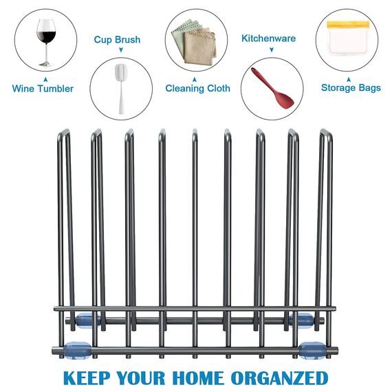 Wiederverwendbare Aufbewahrungstaschen, Edelstahl-Ständer für wiederverwendbare Aufbewahrungstaschen, Trockengestell-Halter für wiederverwendbare Taschen, Bücher, Make-up-Pinsel (schwarz)