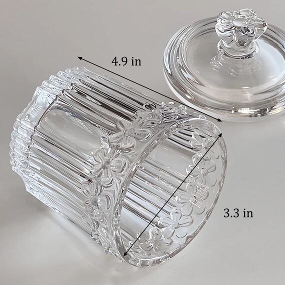 rejomiik Qtip Apothekergläser aus Glas mit Deckel, Badezimmer-Zubehör, Kosmetik-Organizer und Make-up-Aufbewahrungsbehälter für Wattestäbchen, Bälle, Pads, Zahnseide-Picker, Süßigkeiten, transparent