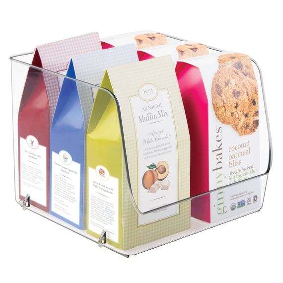 mDesign 4er-Set Aufbewahrungsbox – stapelbar – ideal zur Küchen Ablage, im Küchenschrank oder als Kühlschrankbox – durchsichtig