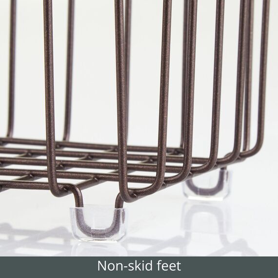 mDesign 4er-Set Metall Ablagebox mit integrierten Griffen – schmale Aufbewahrungsbox mit ansprechendem Drahtdesign – ideal zur Kosmetikaufbewahrung im Badezimmer – bronzefarben