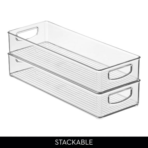 iDesign InterDesign Home Kitchen Organizer Mülleimer für Speisekammer, Kühlschrank, Gefrierschrank und Aufbewahrungsschrank, 40,6 x 15,2 x 7,6 cm, robustem, Kunststoff, Transparent, 1 Stück, Medium