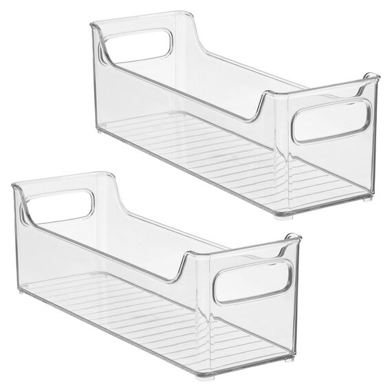 iDesign 73430M2EU Aufbewahrungsboxen für Kühlschrank Gefrierschrank Küche, 2 Stück, 12,7 x 12,7 x 36,83 cm, durchsichtig, plastik