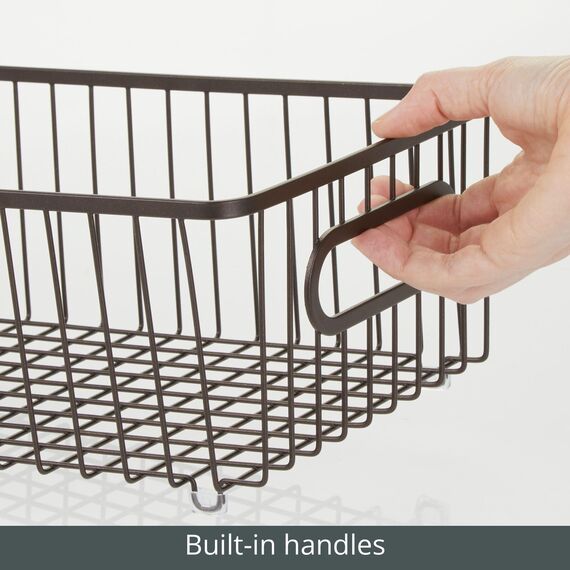 mDesign 4er-Set Metall Ablagebox mit integrierten Griffen – schmale Aufbewahrungsbox mit ansprechendem Drahtdesign – ideal zur Kosmetikaufbewahrung im Badezimmer – bronzefarben