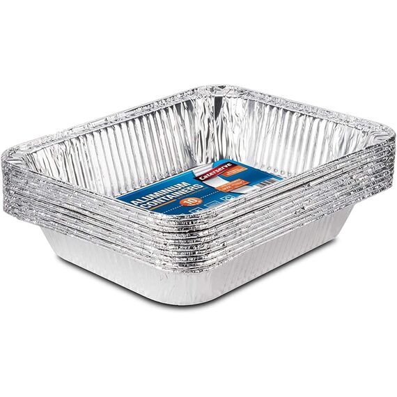 Große Einwegschalen aus Aluminiumfolie zum Backen, Braten, Kochen, Aufbewahrung von Lebensmitteln und mehr, Gastronorm-Pfannen in halber Größe, 32 x 26 cm, 10 Stück