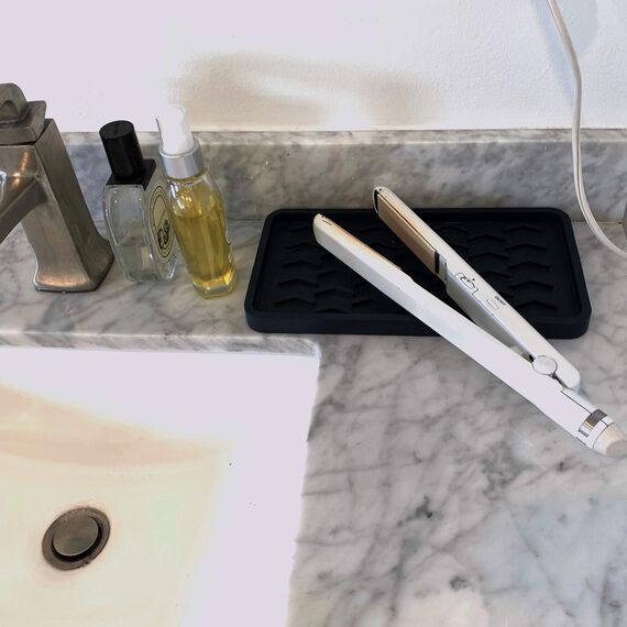 Happitasa Silikon-Küchenspüle-Organizer, Tablett und Schwammhalter, Zickzack-Stil (schwarz, 25,4 x 13,3 cm)