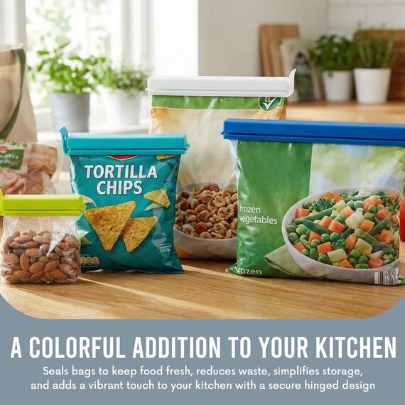 LINDEN SWEDEN Twixit Beutel-Clips – halten Lebensmittel frisch, stoppen Verschütten – einfache Datumsstempel Gefrorene Beutel – Chip-Clips zur Aufbewahrung und Organisation – mikrowellen-, gefrier