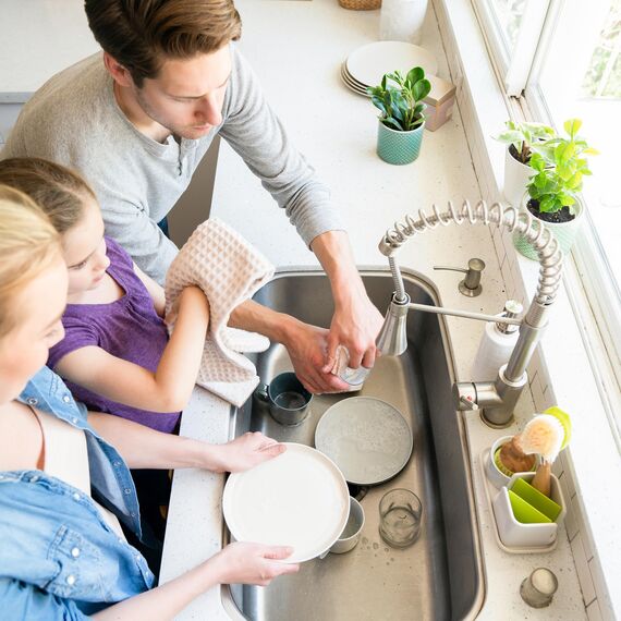 Full Circle FC17404W Stash Keramik-Spülbecken-Caddy und Organizer, grün/weiß