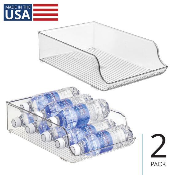 InterDesign iDesign Wasserflaschen-Organizer für Kühlschrank, 2er-Set, transparent