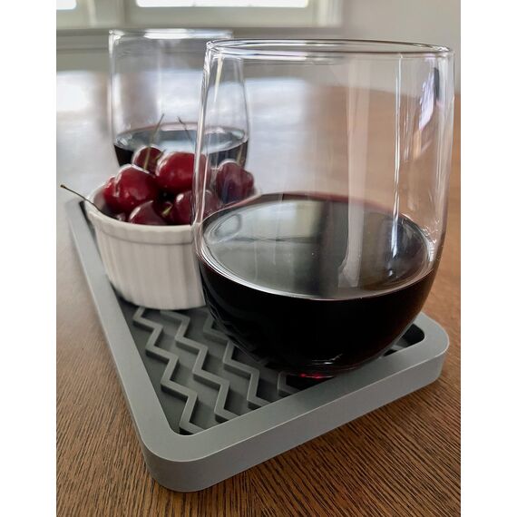 Happitasa Silikon-Küchenspüle-Organizer, Tablett und Schwammhalter, Zickzack-Stil (schwarz, 25,4 x 13,3 cm)