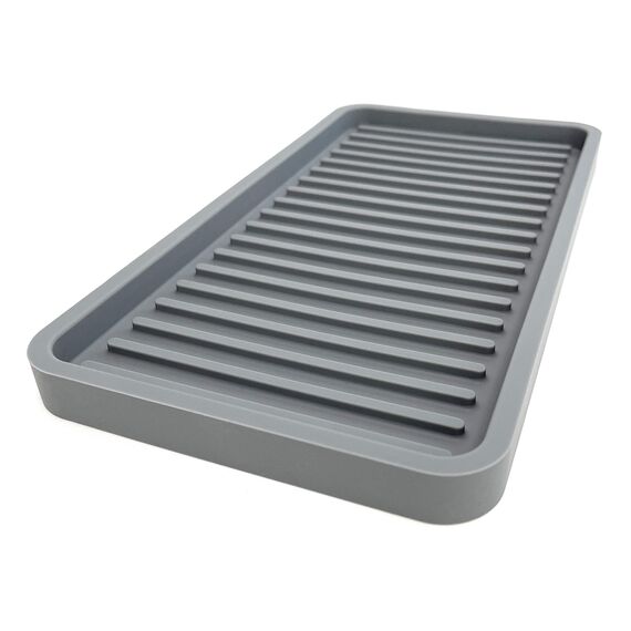 Happitasa Silikon-Küchenspüle-Organizer, Schwammhalter und Arbeitsplattenschutz, Seifenschale und Spenderablage für Bad und Küche (Grau, 25,4 x 13,3 cm)