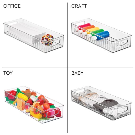 iDesign InterDesign Home Kitchen Organizer Mülleimer für Speisekammer, Kühlschrank, Gefrierschrank und Aufbewahrungsschrank, 40,6 x 15,2 x 7,6 cm, robustem, Kunststoff, Transparent, 1 Stück, Medium