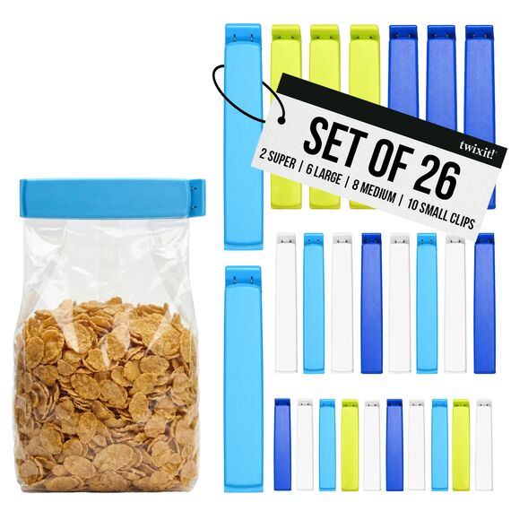 LINDEN SWEDEN Twixit Beutel-Clips – halten Lebensmittel frisch, stoppen Verschütten – einfache Datumsstempel Gefrorene Beutel – Chip-Clips zur Aufbewahrung und Organisation – mikrowellen-, gefrier