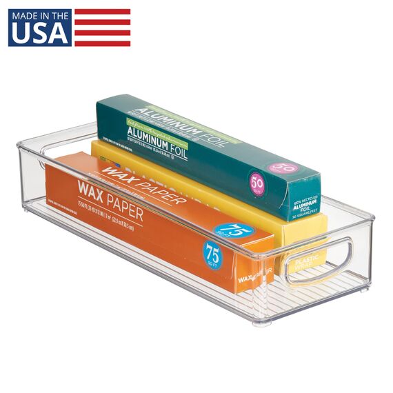 iDesign InterDesign Home Kitchen Organizer Mülleimer für Speisekammer, Kühlschrank, Gefrierschrank und Aufbewahrungsschrank, 40,6 x 15,2 x 7,6 cm, robustem, Kunststoff, Transparent, 1 Stück, Medium