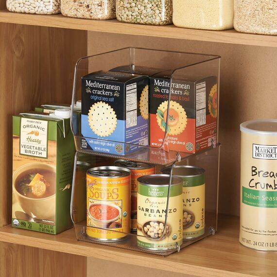 mDesign 4er-Set Aufbewahrungsbox – stapelbar – ideal zur Küchen Ablage, im Küchenschrank oder als Kühlschrankbox – durchsichtig