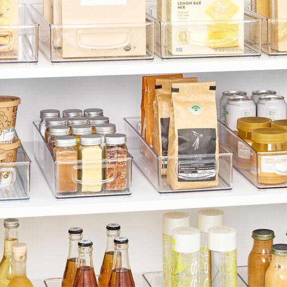 iDesign InterDesign Home Kitchen Organizer Mülleimer für Speisekammer, Kühlschrank, Gefrierschrank und Aufbewahrungsschrank, 40,6 x 15,2 x 7,6 cm, robustem, Kunststoff, Transparent, 1 Stück, Medium