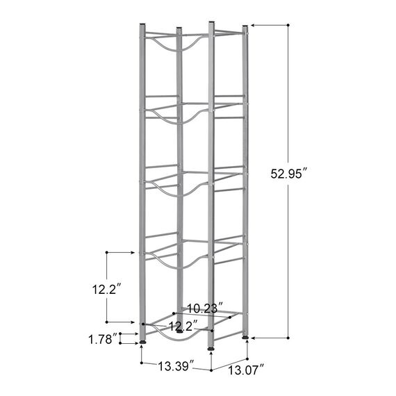 LIANTRAL Wasserkühler, 5 Ebenen, 5 Gallonen Flaschenaufbewahrung, abnehmbarer, robuster Halter für Zuhause, Büro (Silber)