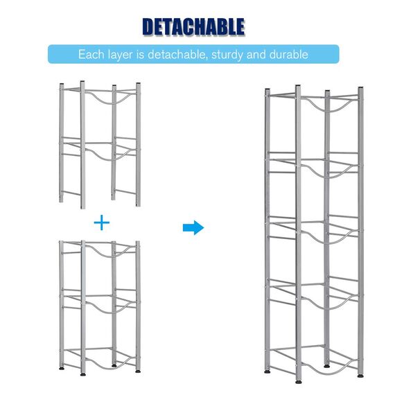 LIANTRAL Wasserkühler, 5 Ebenen, 5 Gallonen Flaschenaufbewahrung, abnehmbarer, robuster Halter für Zuhause, Büro (Silber)