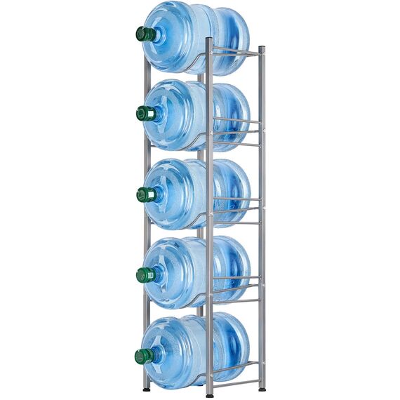 LIANTRAL Wasserkühler, 5 Ebenen, 5 Gallonen Flaschenaufbewahrung, abnehmbarer, robuster Halter für Zuhause, Büro (Silber)