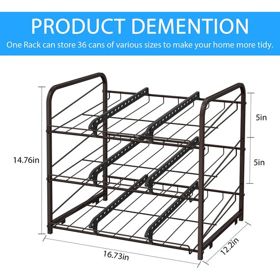 HAITRAL 2 Stück Dosenregal-Organizer, 3 Etagen, stapelbarer Dosenspender, Halter, für Lebensmittelaufbewahrung, Arbeitsplatten oder Küchenschränke, Aufbewahrung für 36 Dosen (jeweils), Bronze
