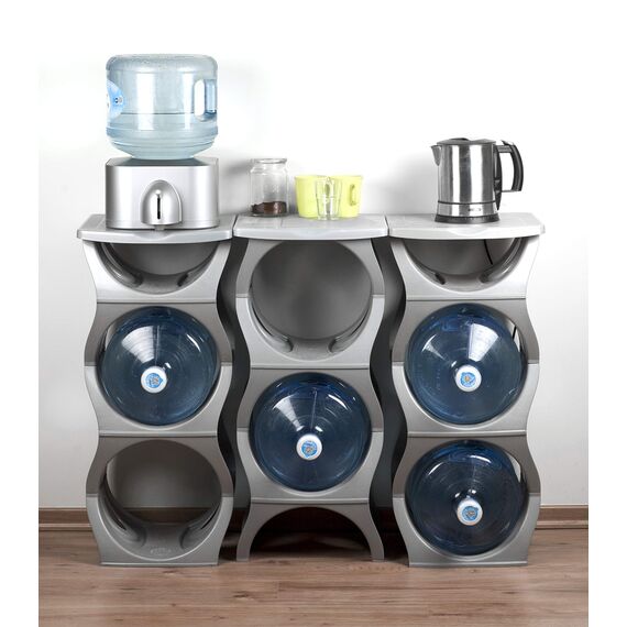 Bariboo Stapelbares Wasserflaschen-Aufbewahrungsregal, Beste Wasserkrüge, 1,8 l, Krughalter für Küche, Schrank und Büro, verstärktes Polypropylen (Schwarz, 3 Plus Regal)