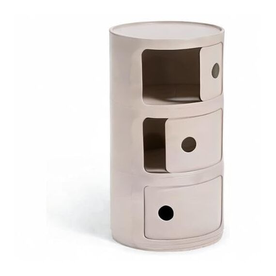 Kartell Componibili Bio, Container 3-fächer, Crémefarben