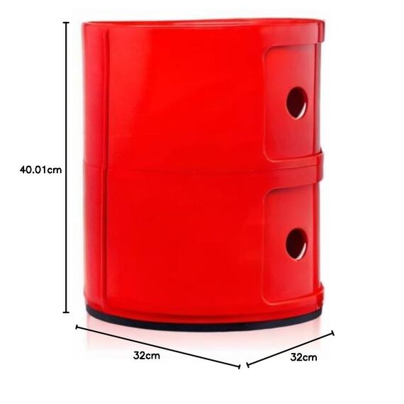 Kartell Componibili, 2 Elements, Rot, Runde Basis