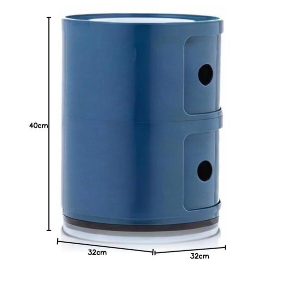 Kartell Componibili, 2 Elements, Blau, Runde Basis