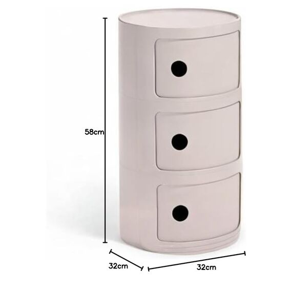 Kartell Componibili Bio, Container 3-fächer, Crémefarben