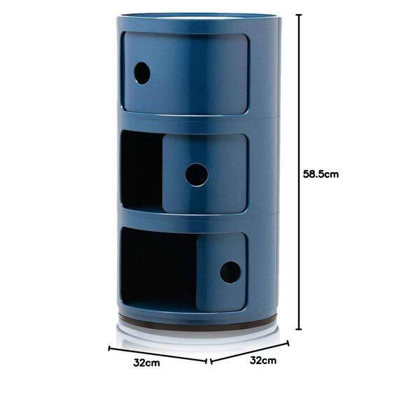 Kartell Componibili, 3 Elements, Blau, Runde Basis