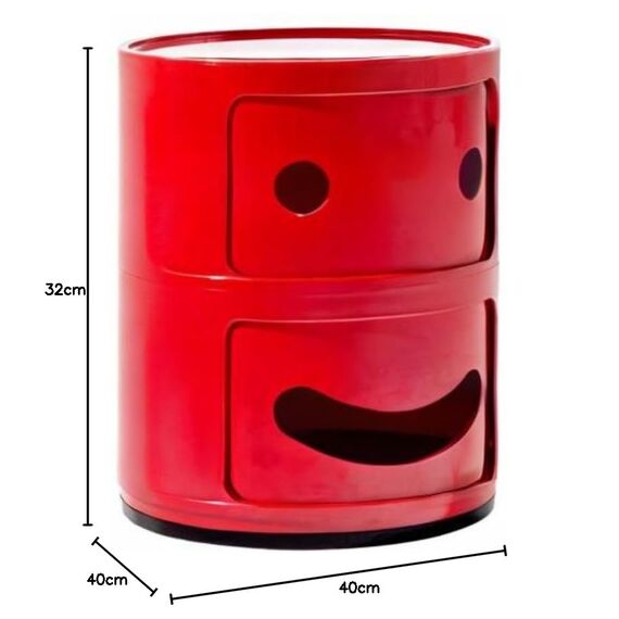 Kartell Componibili Container lächelnd, Kunststoff, Rot, 32 x 32 x 40 cm