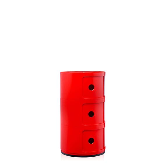 Kartell Componibili, 3 Elements, Rot, Runde Basis