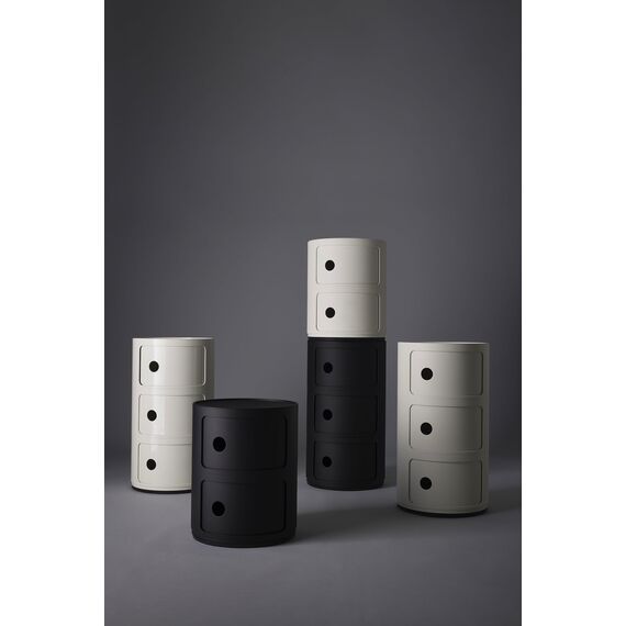 Kartell Componibili Recycled, Container 2-fächer, Matt-schwarz