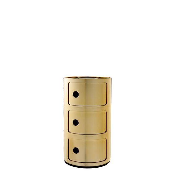 Kartell Componibili, 3 Elements, Gold, Runde Basis