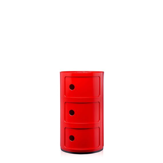 Kartell Componibili, 3 Elements, Rot, Runde Basis
