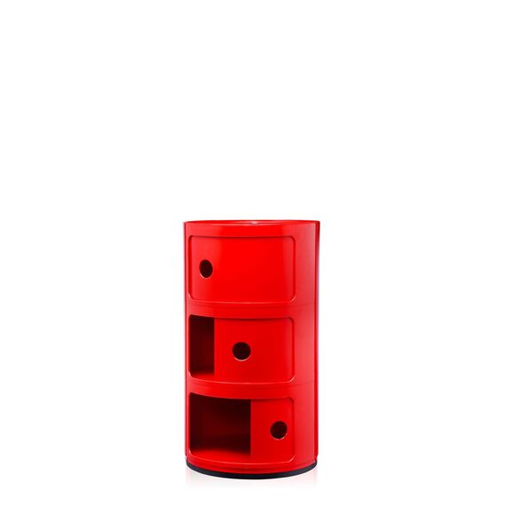 Kartell Componibili, 3 Elements, Rot, Runde Basis