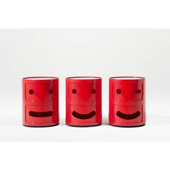Kartell Componibili Container zwinkernd, Kunststoff, Rot, 32 x 32 x 40 cm
