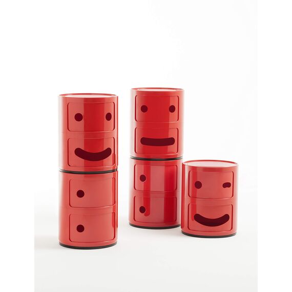 Kartell Componibili Container zwinkernd, Kunststoff, Rot, 32 x 32 x 40 cm