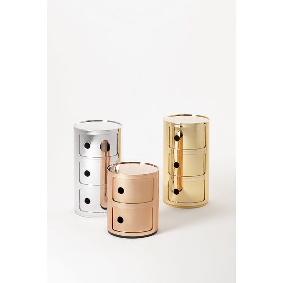 Kartell Componibili, 3 Elements, Gold, Runde Basis