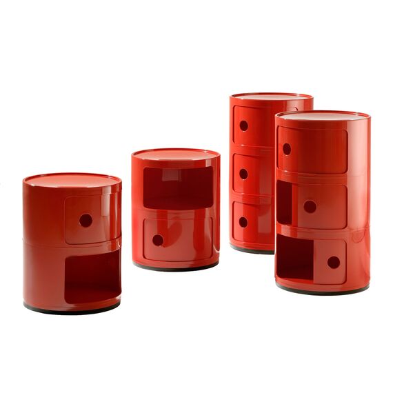 Kartell Componibili, 2 Elements, Rot, Runde Basis