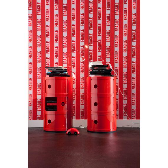 Kartell Componibili, 3 Elements, Rot, Runde Basis