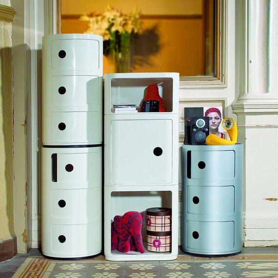 Kartell Componibili, 2 Elements, Rot, Runde Basis