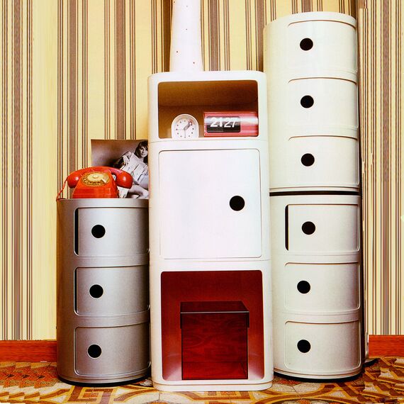 Kartell Componibili, 2 Elements, Rot, Runde Basis