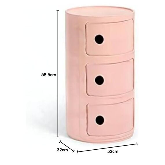 Kartell Componibili Bio, Container 3-fächer, Rosa