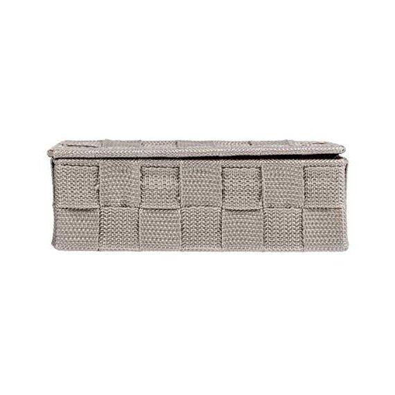 WENKO Aufbewahrungskorb mit Deckel Adria Taupe Mini, Aufbewahrungsbox, Badkorb mit Deckel