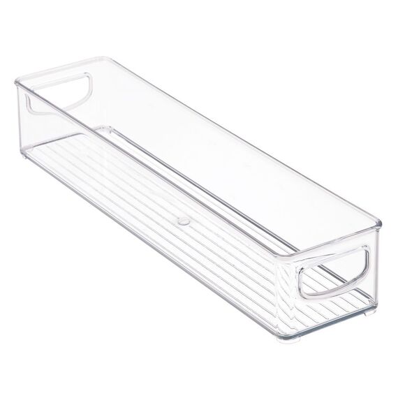 iDesign Cabinet/Kitchen Binz Aufbewahrungsbox, kleiner Küchen Organizer aus Kunststoff, lange Box, durchsichtig