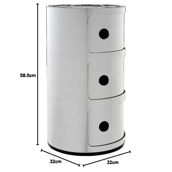 Kartell Componibili, 3 Elements, Verchromt, Runde Basis