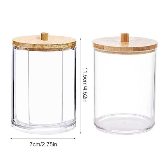 Hwtcjx 2 Stück Wattestäbchen Halter, Wattepad-Halter, Wattepads Aufbewahrung, Wattestäbchen Behälter mit Holzbezug, Wattepadspender, für Wohnzimmer, Schlafzimmer, Badezimmer (B)