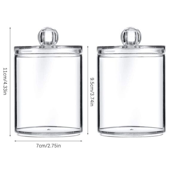 Hwtcjx 2 Stück Wattestäbchen Halter, Wattepad-Halter, Wattepads Aufbewahrung, Wattestäbchen Behälter, mit Deckel, Staub- und Feuchtigkeitsbeständig, für Wohnzimmer, Schlafzimmer, Badezimmer (C)