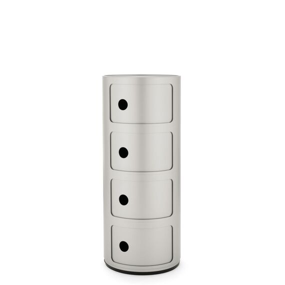 Kartell Componibili, 4 Elements, Silber, Runde Basis