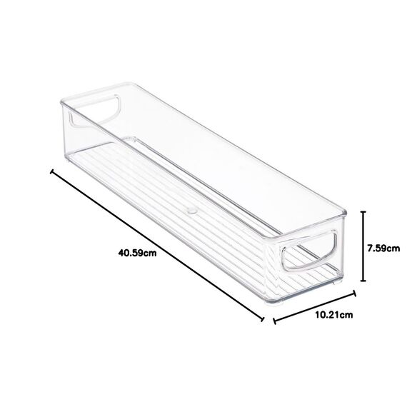 iDesign Cabinet/Kitchen Binz Aufbewahrungsbox, kleiner Küchen Organizer aus Kunststoff, lange Box, durchsichtig